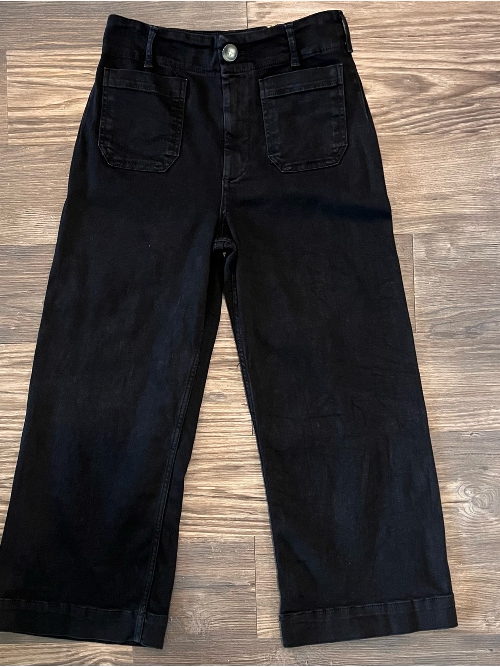 Maeve by Anthropologie The Colette High-Rise Wide-Leg Ankle Pants Black 28 - Picture 5 of 11